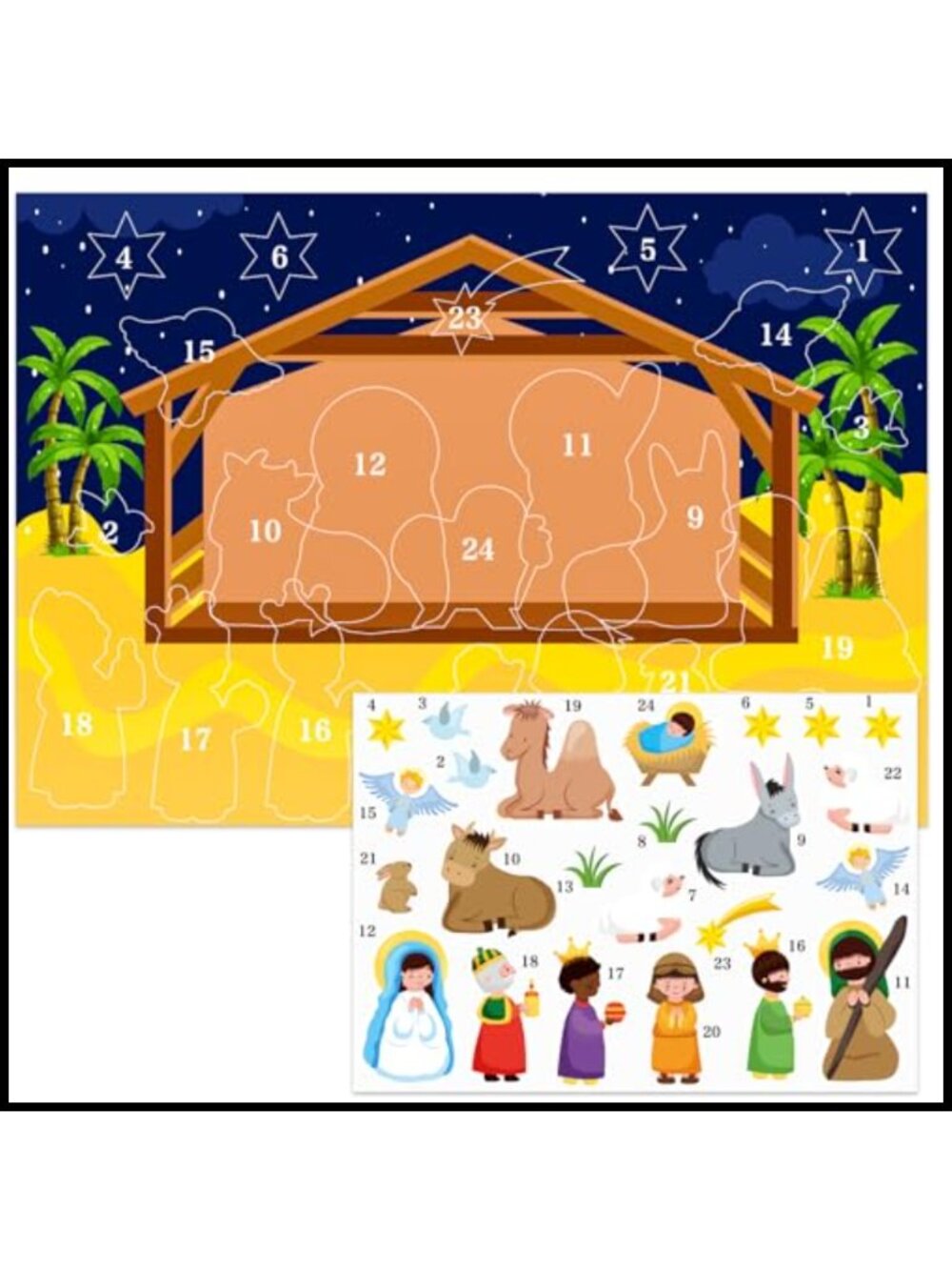 Nativity Advent Calendar 2026 Christian Countdown Poster Stickers Set